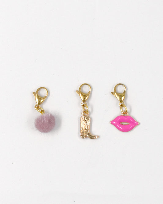 Bedel set goud - Pompom Laars Lippen Roze
