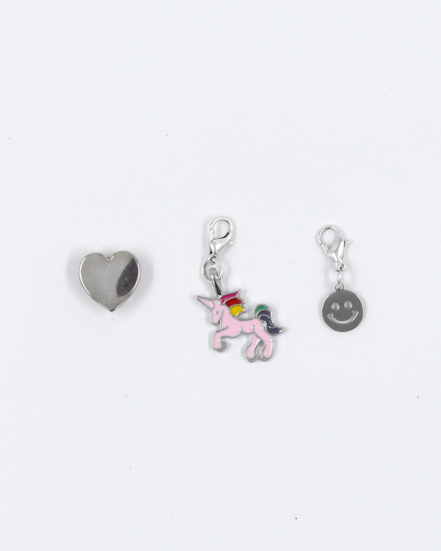 Bedel set zilver - Hartje Eenhoorn Smiley