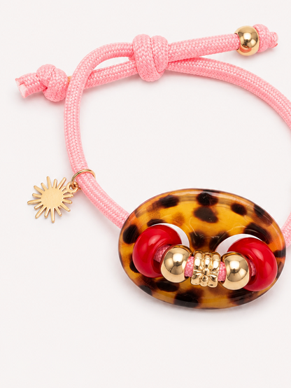 Ibiza Veter Armband Panter Roze handmade