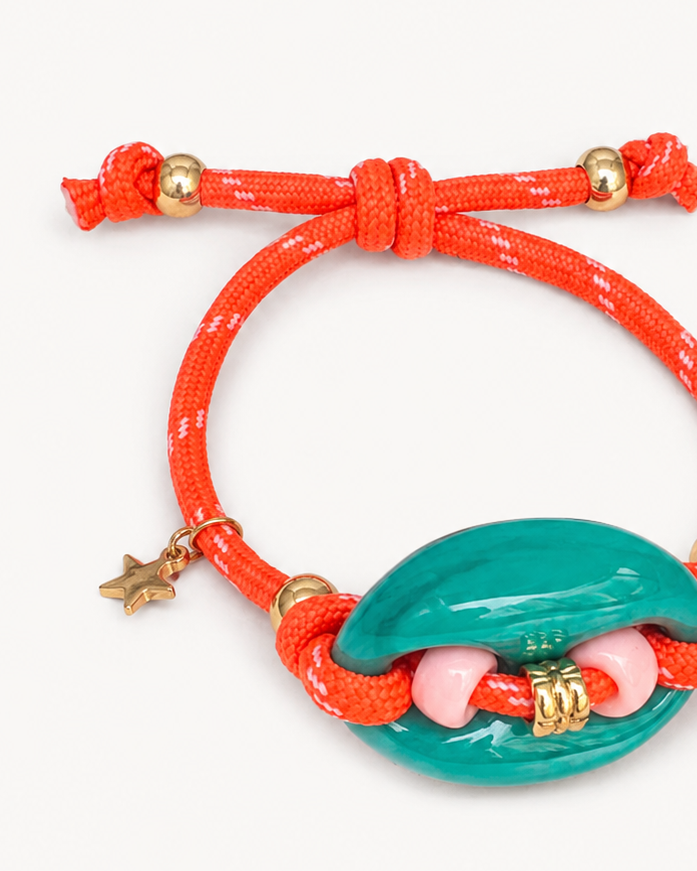 Ibiza Veter Armband Oranje handmade