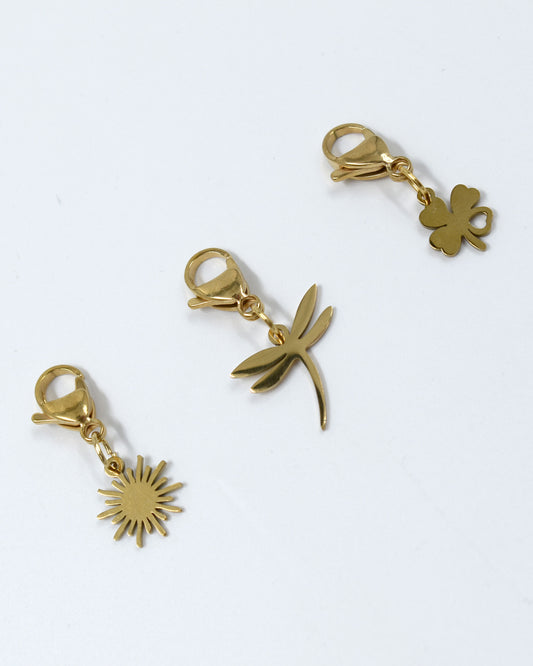 Bedel set goud - Zon Libel Klavertje