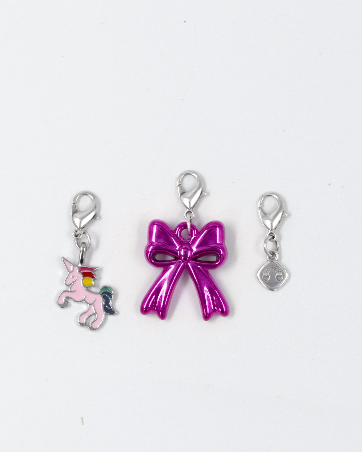 Bedel set  zilver - Eenhoorn Strik Roze Regenboog