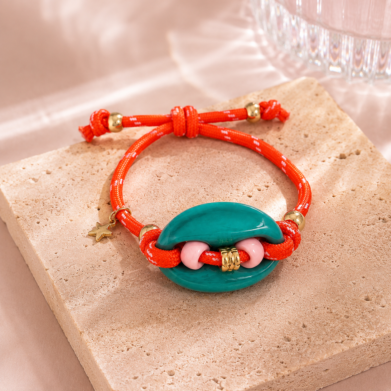 Ibiza Veter Armband Oranje handmade