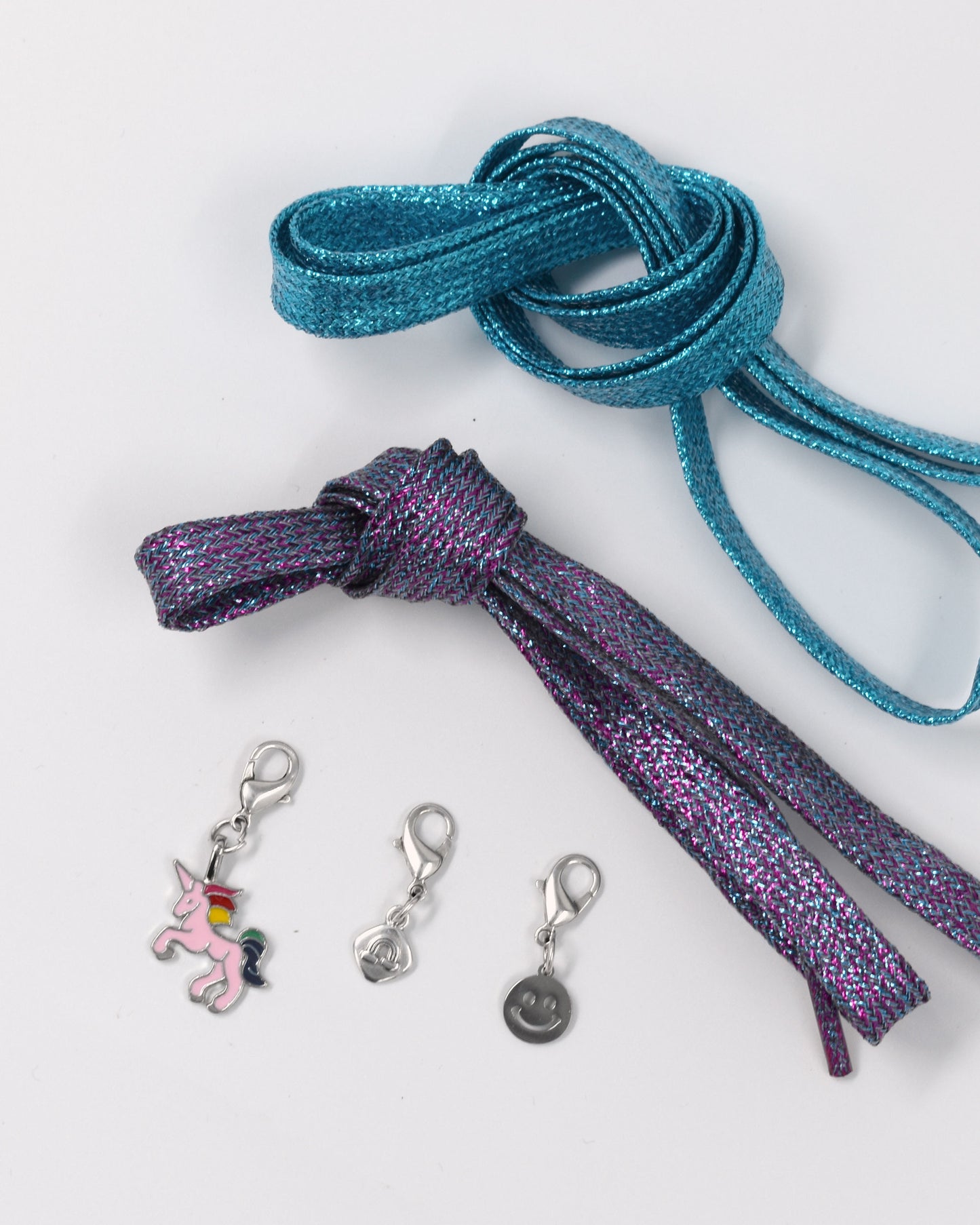Set veters en bedels - Glitter Paars Blauw