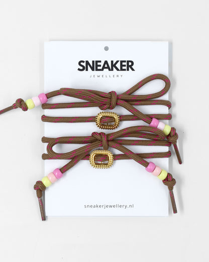 Veters & Bedelset Retro Bruin Roze