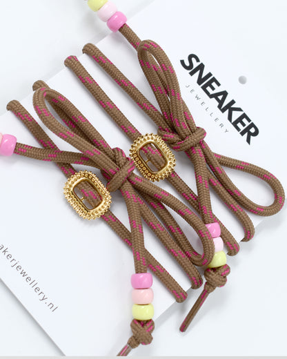 Veters & Bedelset Retro Bruin Roze