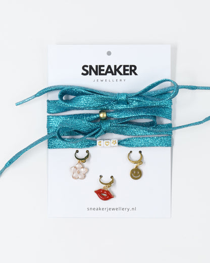 Veters & Bedelset Glitter Blauw