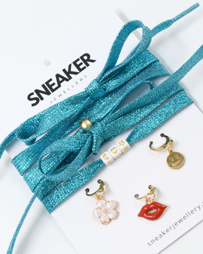 Veters & Bedelset Glitter Blauw